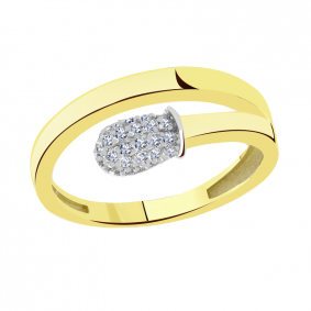 Кольцо из лимонного золота Александра Коф001сл с фианитом Коф001сл фото