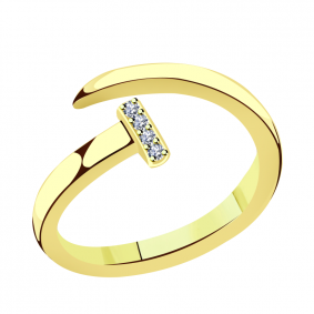 Кольцо из лимонного золота Гвоздь Александра с фианитом Коф002сл Коф002сл фото