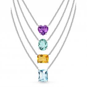 Серебряное колье Дар Кц-2511рс401020512 с аметистом, цитрином и празиолитом Кц-2511рс401020512 фото
