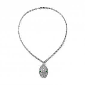 Серебряное колье Символ года Змея Дар с агатом и фианитом Кц-5216рс40900 Кц-5216рс40900 фото