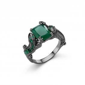 Серебряное кольцо Дар Кэ-0035чрс409 с агатом Кэ-0035чрс409 фото