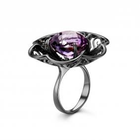 Серебряное кольцо Дар Кэ-0040чрс42611151 с сапфиром и аметрином Кэ-0040чрс42611151 фото