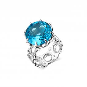 Серебряное кольцо Дар Кэ-0041рс40200 с топазом и фианитом Кэ-0041рс40200 фото