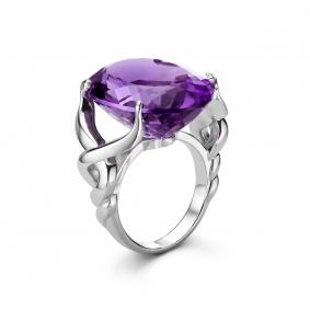 Серебряное кольцо Дар Кэ-0043рс401 с аметистом Кэ-0043рс401 фото