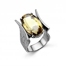 Серебряное кольцо Дар Кэ-0048чрс4148 с цитрином Кэ-0048чрс4148 фото