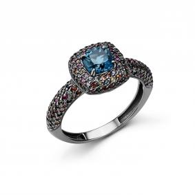 Серебряное кольцо Дар Кэ-0055чрс41111151 с сапфиром и Лондон топазом Кэ-0055чрс41111151 фото