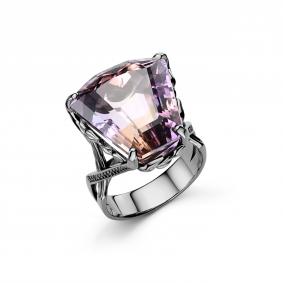 Серебряное кольцо Дар Кэ-0069чрс42611151 с сапфиром и аметрином Кэ-0069чрс42611151 фото
