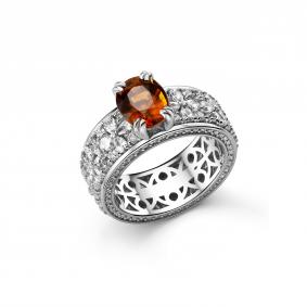 Серебряное кольцо Дар Кэ-0076рс42800 с фианитом и турмалином Кэ-0076рс42800 фото