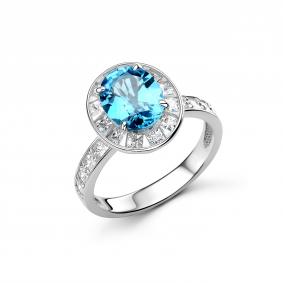 Серебряное кольцо Дар Кэ-0080рс411200 с фианитом и Лондон топазом Кэ-0080рс411200 фото