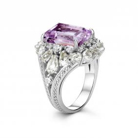 Серебряное кольцо Дар Кэ-0090рс41591200 с аметистом и празиолитом Кэ-0090рс41591200 фото