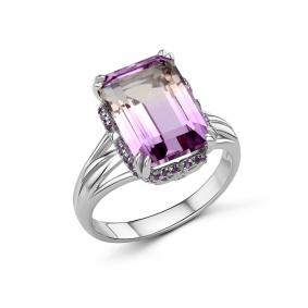 Серебряное кольцо Дар Кэ-0091рс426277 с фианитом и аметрином Кэ-0091рс426277 фото