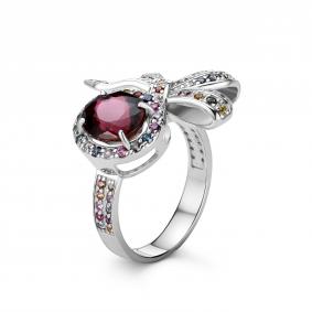 Серебряное кольцо Дар Кэ-0096рс42811151 с сапфиром и турмалином Кэ-0096рс42811151 фото