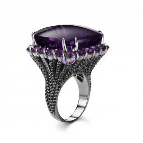Серебряное кольцо Дар Кэ-0120чрс40116 с аметистом и шпинелью Кэ-0120чрс40116 фото