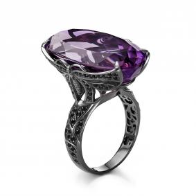 Серебряное кольцо Дар Кэ-0128чрс40116 с аметистом и шпинелью Кэ-0128чрс40116 фото