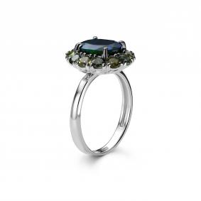 Серебряное кольцо Дар Кэ-0152рчс117164172 с опалом и турмалином Кэ-0152рчс117164172 фото