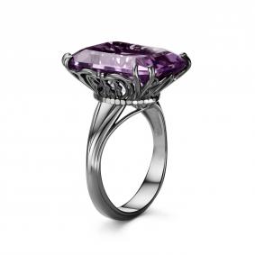 Серебряное кольцо Дар Кэ-0176чрс401 с аметистом Кэ-0176чрс401 фото