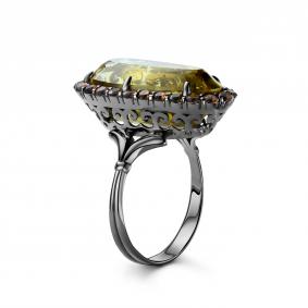 Серебряное кольцо Дар Кэ-0181чрс414807 с цитрином и раухтопазом Кэ-0181чрс414807 фото