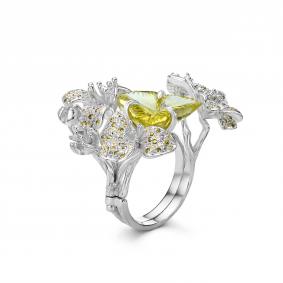 Серебряное кольцо Дар Кэ-0201рц4148296 с фианитом и цитрином Кэ-0201рц4148296 фото