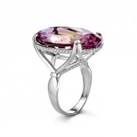 Серебряное кольцо Дар Кэ-0204рс42616128 с аметрином и муассанитом Кэ-0204рс42616128 фото
