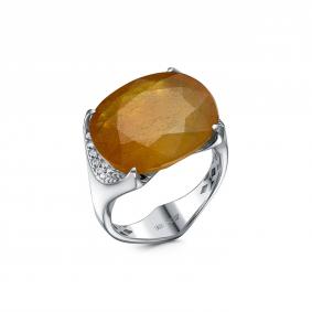 Серебряное кольцо Дар Кэ-0217рс1117616128 с сапфиром и муассанитом Кэ-0217рс1117616128 фото