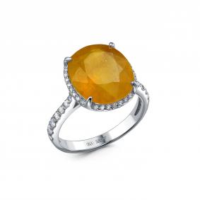 Серебряное кольцо Дар Кэ-0218рс1117616128 с сапфиром и муассанитом Кэ-0218рс1117616128 фото