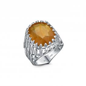 Серебряное кольцо Дар Кэ-0220рс1117616128 с сапфиром и муассанитом Кэ-0220рс1117616128 фото