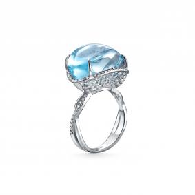 Серебряное кольцо Дар Кэ-0227рс40216128 с топазом, миксом камней и муассанитом Кэ-0227рс40216128 фото