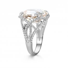 Серебряное кольцо Дар Кэ-0234рс417916128 с топазом и муассанитом Кэ-0234рс417916128 фото