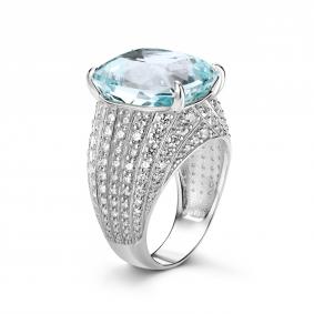 Серебряное кольцо Дар Кэ-0235рс417916128 с топазом и муассанитом Кэ-0235рс417916128 фото