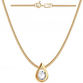 Золотое колье МАГНАТ М024102 с фианитом М024102 фото