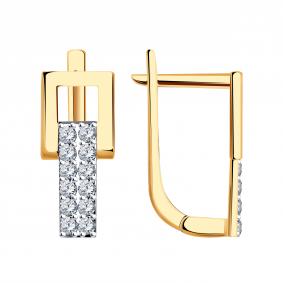 Золотые серьги МАГНАТ М11215 с фианитом М11215 фото