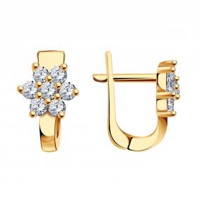 Золотые серьги МАГНАТ М11262 с фианитом М11262 фото