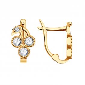 Золотые серьги МАГНАТ М11265 с фианитом М11265 фото