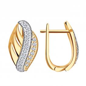 Золотые серьги МАГНАТ М11296 с фианитом М11296 фото