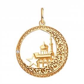 Золотая подвеска МАГНАТ М1163 с фианитом М1163 фото