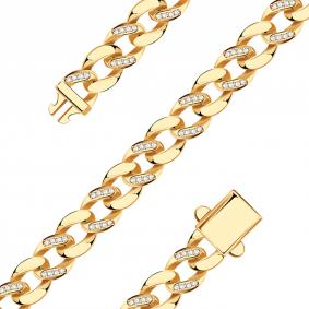 Золотой браслет плетение Фантазийное МАГНАТ М40026 с фианитом М40026 фото