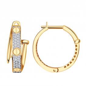 Золотые серьги МАГНАТ М60049 с фианитом М60049 фото