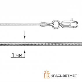 Цепь плетение Снейк (Тонда) из белого золота Красцветмет НЦ18-078-330 НЦ18-078-330 фото