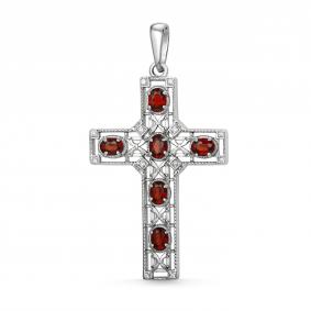 Серебряная подвеска Дар П-2634рс40400 с фианитом и гранатом П-2634рс40400 фото