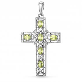 Серебряная подвеска Дар П-2634рс40600 с фианитом и хризолитом П-2634рс40600 фото