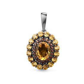 Серебряная подвеска Дар П-5300чрс405249 с фианитом и цитрином П-5300чрс405249 фото