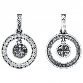 Подвеска из черненого серебра Высоковы 585 П-8-Ч с фианитом П-8-Ч фото