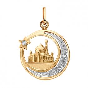 Золотая подвеска Красносельский ювелир П0715 с фианитом П0715 фото
