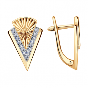 Золотые серьги Красносельский ювелир РАСд826-3496 с фианитом РАСд826-3496 фото