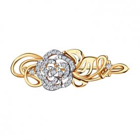 Золотая брошь Красносельский ювелир РП2033 с фианитом РП2033 фото