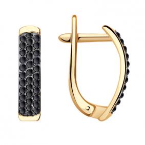 Золотые серьги Красносельский ювелир РС1757-ч с фианитом РС1757-ч фото