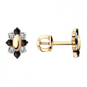 Золотые серьги Красносельский ювелир РС1900-ч с фианитом РС1900-ч фото