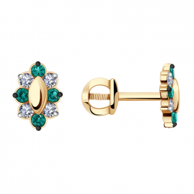 Золотые серьги Красносельский ювелир РС1900 с фианитом РС1900 фото