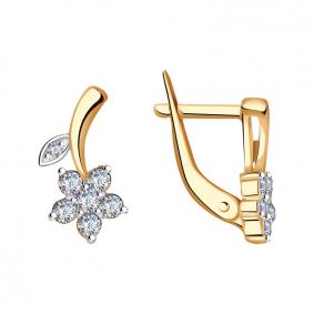 Золотые серьги Красносельский ювелир РС2077 с фианитом РС2077 фото