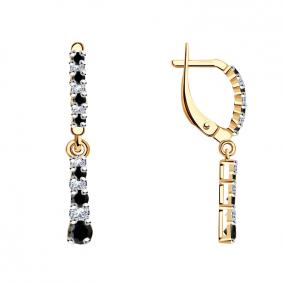 Золотые серьги Красносельский ювелир РС2104-ч с фианитом РС2104-ч фото